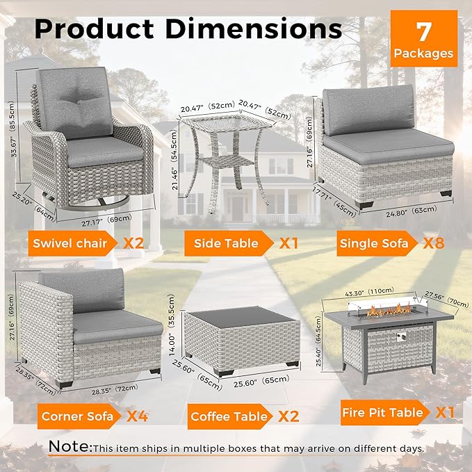 14-Seat Outdoor Wicker Patio Furniture Set