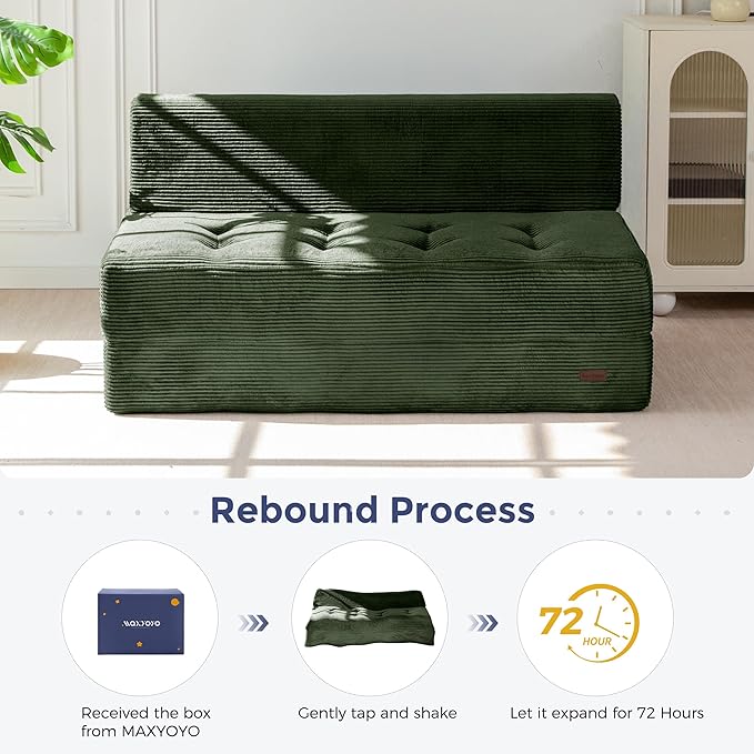 MAXYOYO 8" Folding Sofa Bed, Fold Out Chair Bed Sleeper Chair, Convertible