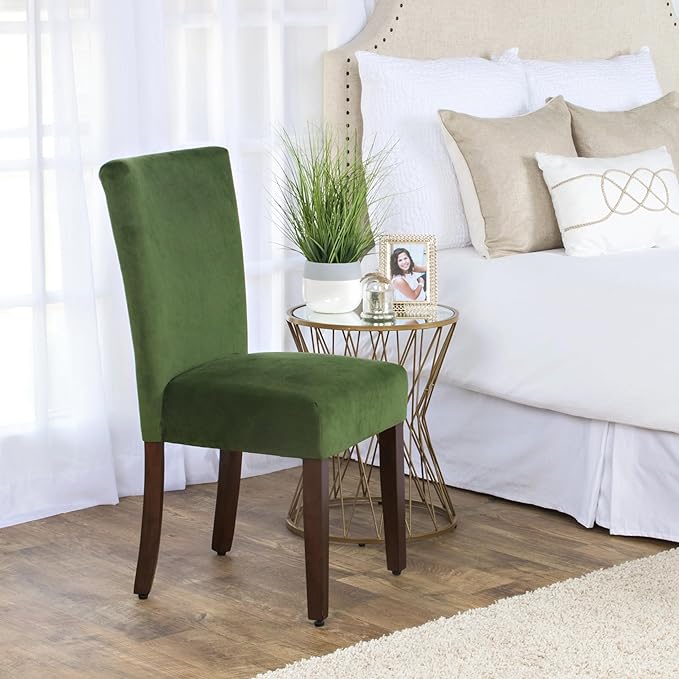 HomePop Parsons Classic Upholstered Accent Dining Chair, Dark Green Velvet