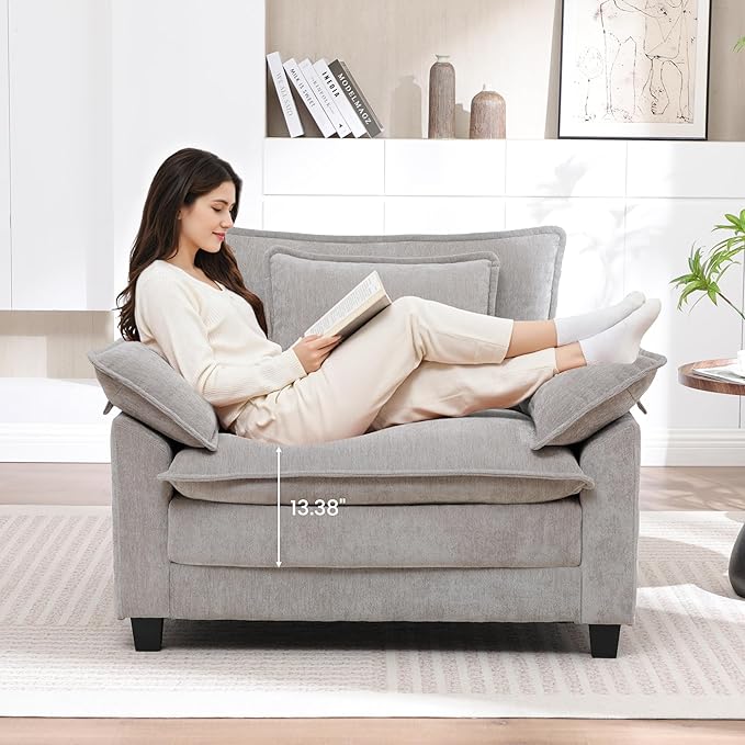 Modern Oversized Accent Chairs Set of 2, Chenille Cloud Sofa Chair
