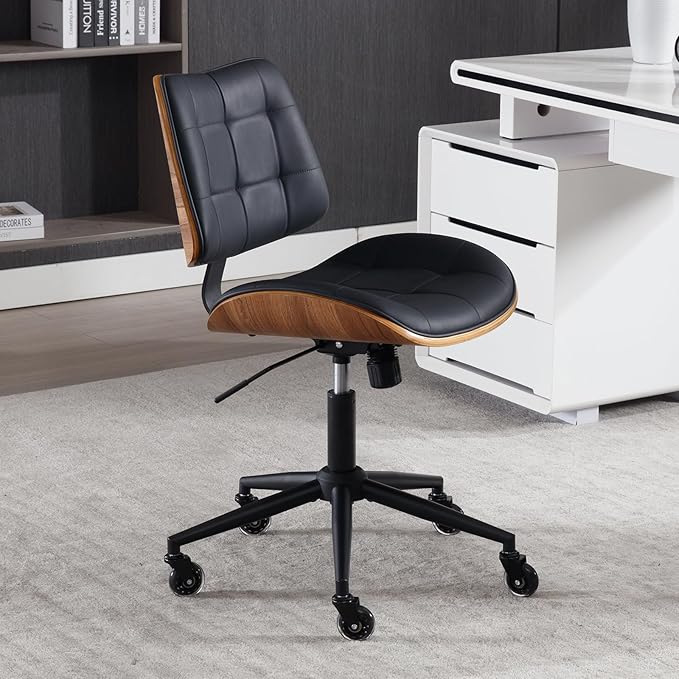 Home Office Desk Chair with Wheels, Adjustable Height Armless Office Chair