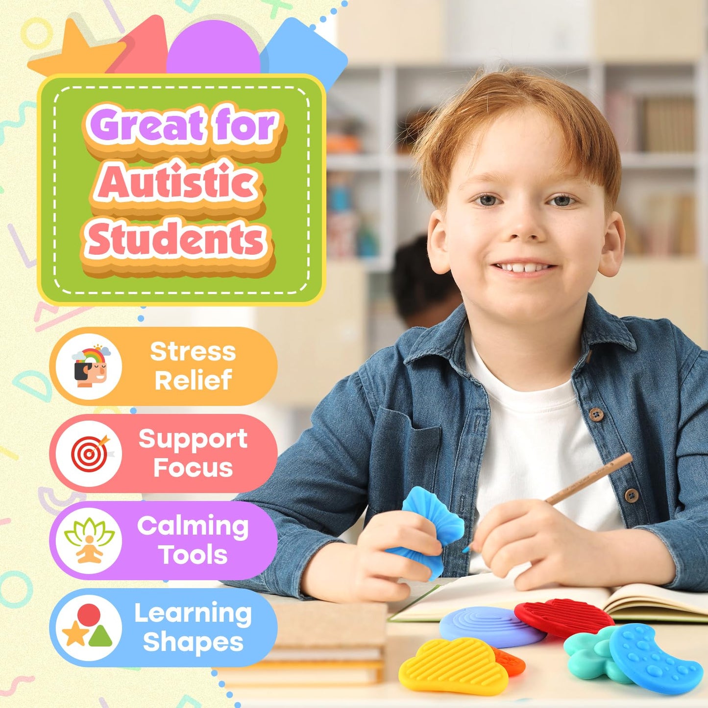 Squishy Fidget Toys for Kids Toddlers: 12 Pcs Super Soft & Textured Sensory Toys for Autistic Children, Classroom Calming Fidgets for Autism, Baby Travel Essential Squeeze Gifts Girls Boys