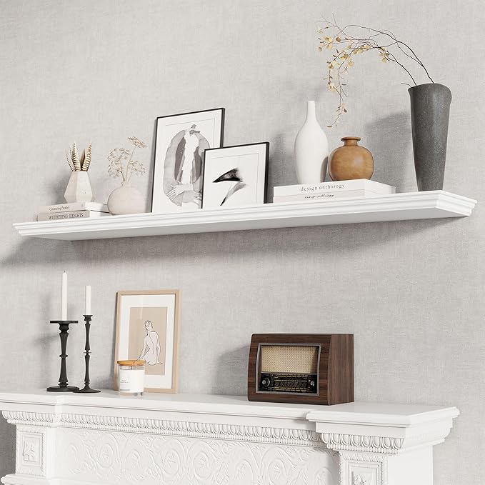 Fun Memories Floating Shelves 55 Inch Long, 9.3 Inch Deep Classic Crown Molding