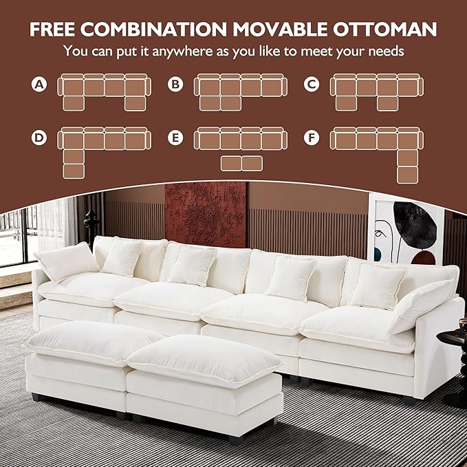 Ihanherry 146" U-Shaped Modern Sofa Modular Sectional Cloud Couch