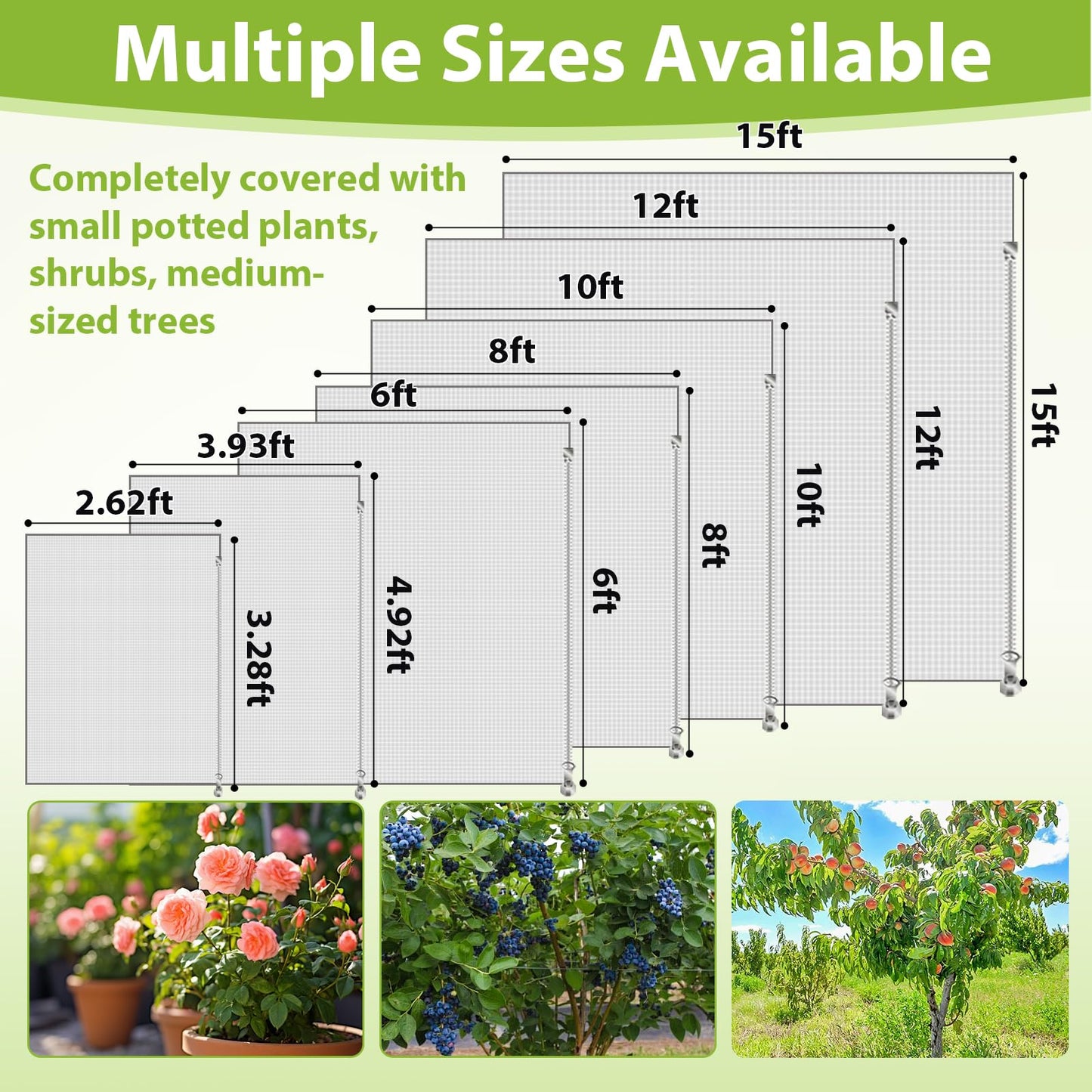 4PCS Fruit Tree Netting with Drawstring and Zipper, 2.62 * 3.28ft Blueberry Bush Netting Cover, Insect Netting for Garden, Garden Fruit Nets Protection from Anti Birds, Bugs