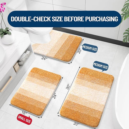 OLANLY Small Bathroom Rugs Mat 24x16, Extra Soft Absorbent Microfiber Bath Rugs, Rubber Backing, Quick Dry, Washable Bath Mats for Bathroom, Tub and Shower, Home Decor Accessories, Golden Yellow