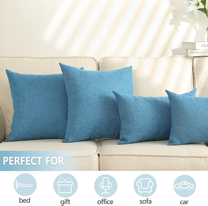 Stellhome Burlap Throw Pillow Covers 18x18 inch