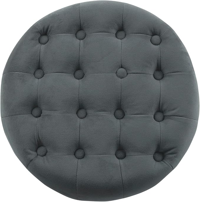 Homepop Home Decor | Upholstered Round Velvet Tufted Foot Rest Ottoman | Ottoman