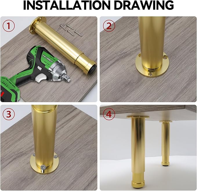 4 Pcs Gold Adjustable Sofa Legs Metal Modern Furniture Legs