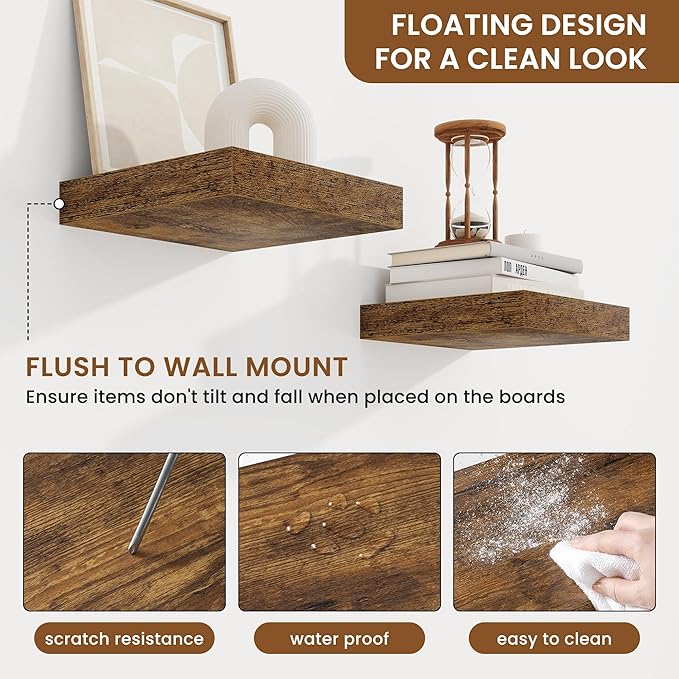 fuqing Floating Shelves for Wall, Wall Mounted Wood Floating Shelf