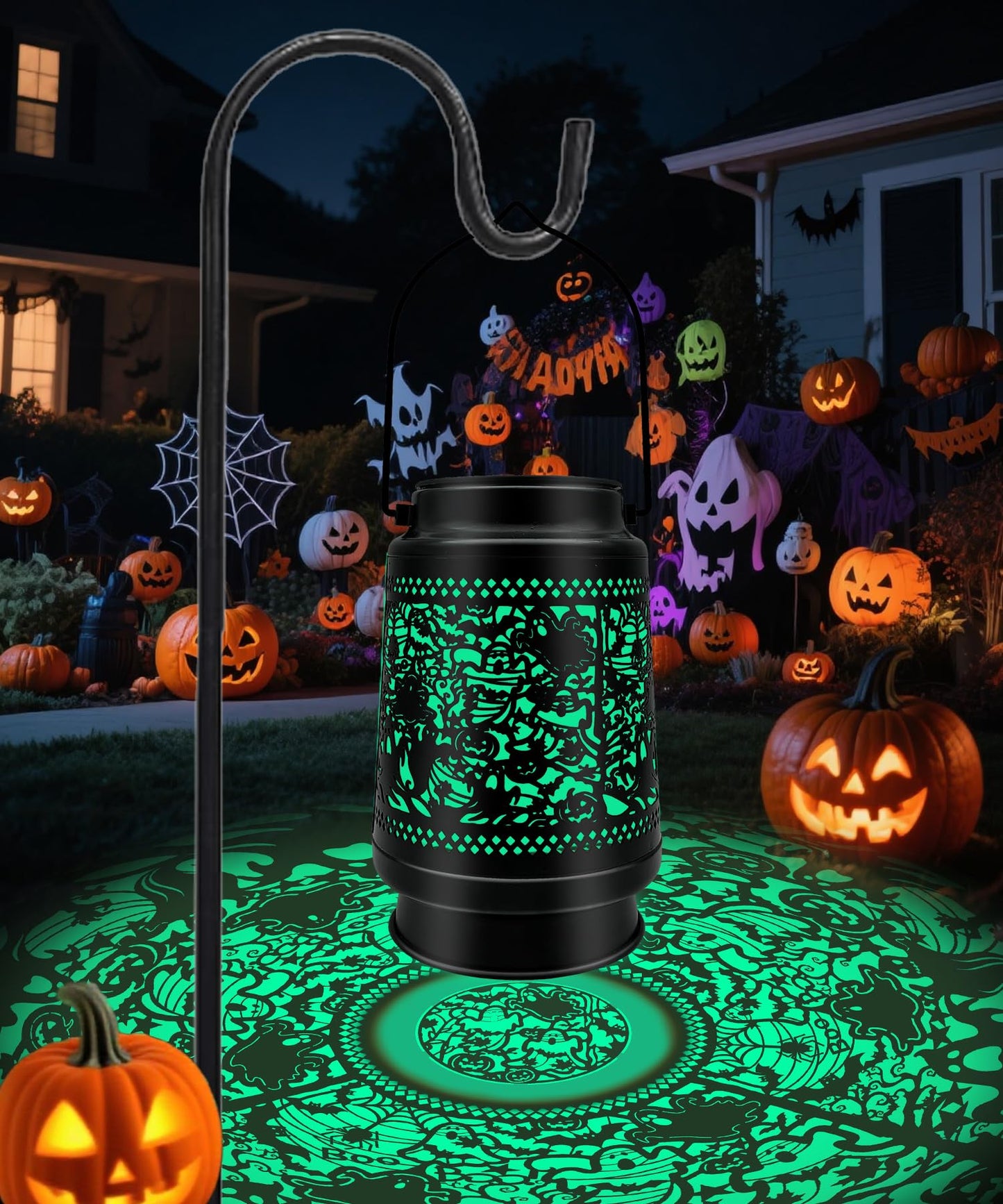 Halloween Decor Outdoor Solar Lanterns Waterproof Halloween Decorations Scary Ghost with Pumpkin Spooky Lights for Garden, Patio, Yard, Lawn Porch Hanging Solar Lights Unique Gifts for Women