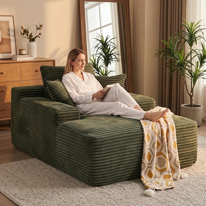 Oversized Boneless Chaise Sofa Bed, Corduroy Chaise Lounge Chair Indoor