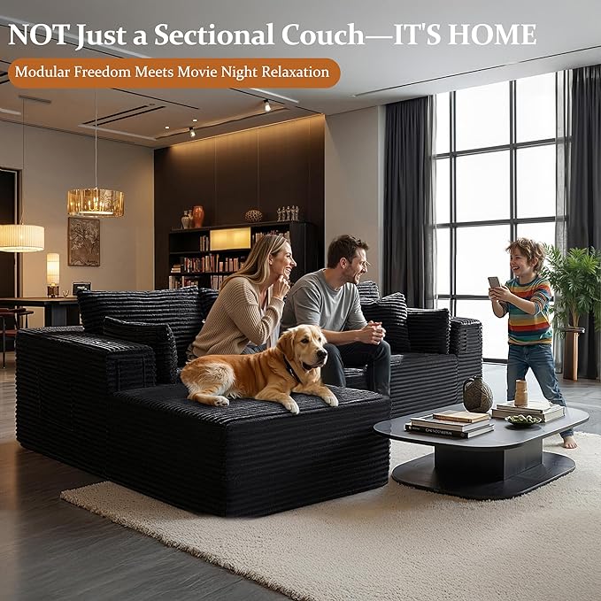 108" Oversized Cloud Sectional Couch, Comfort L Shaped Boneless Couch