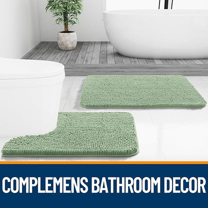OLANLY Large Bathroom Rugs 50x30, Extra Soft Absorbent Chenille Bath Rugs, Rubber Backing Quick Dry, Machine Washable Bath Mats for Bathroom Floor, Tub and Shower, Home Decor Accessories, Sage Green