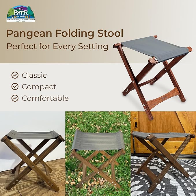 BYER OF MAINE Pangean Folding Stool – Canvas Camp & Wood Camp Stool