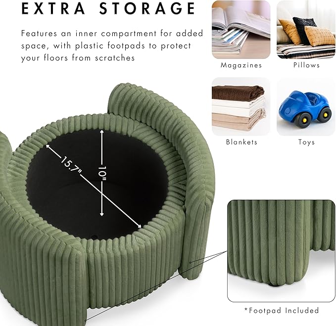 Furniture of America Lennox Modern Chenille 25-inch Round Storage Ottoman