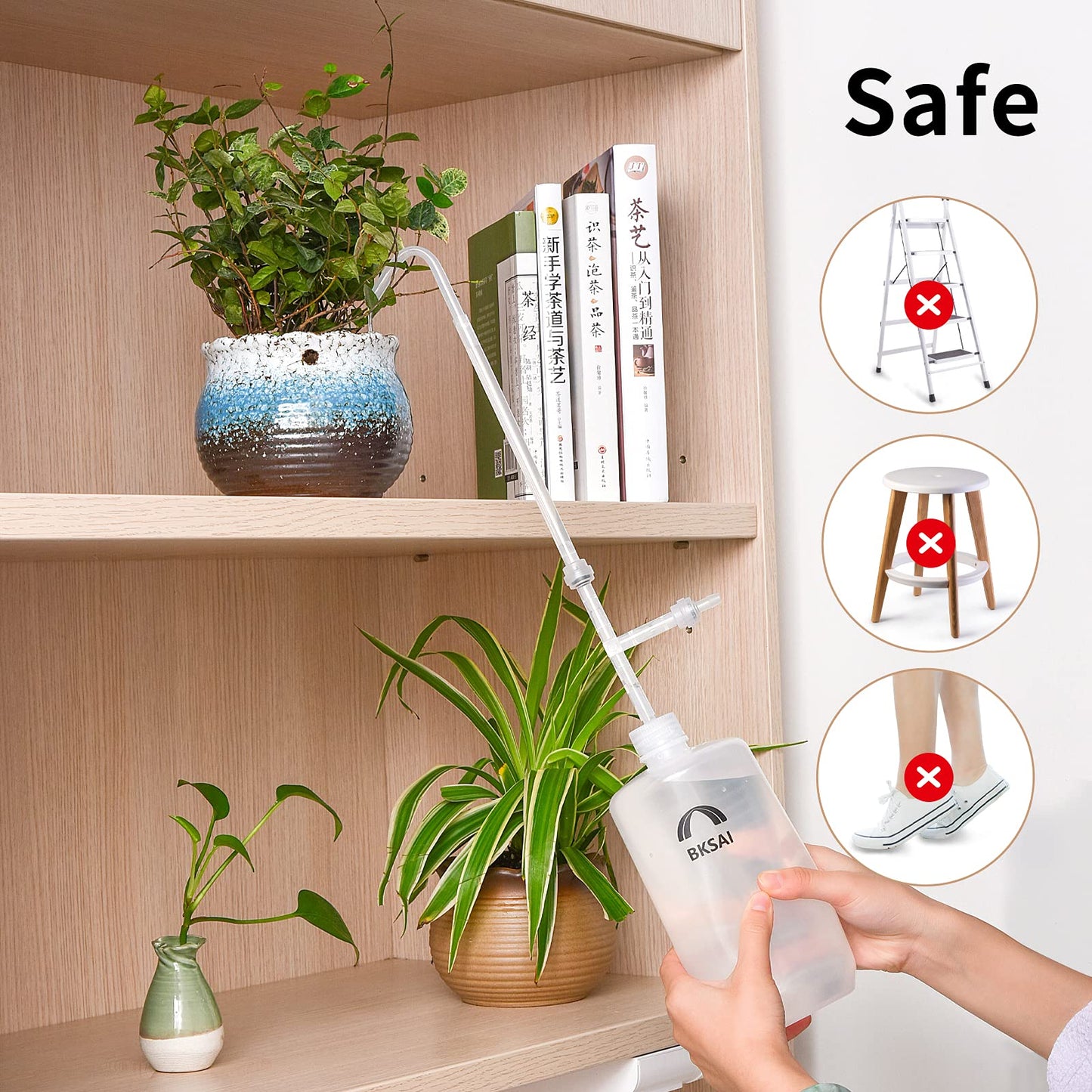 BKSAI Plant Water Bottle for Hanging Plant 33oz with Long Spout Can Watering Bottle Squeeze for Succulents Bonsai House Plants Potted Flowers Shrubs | Indoor or Outdoor