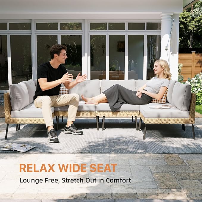 Aoxun 8-Piece Patio Furniture Set, Wicker Outdoor Furniture