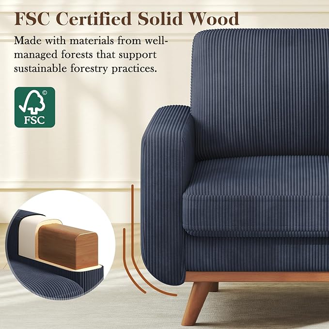Vesgantti 38.5" Accent Chair Dark Blue, Comfy Corduroy Single Sofa Seat