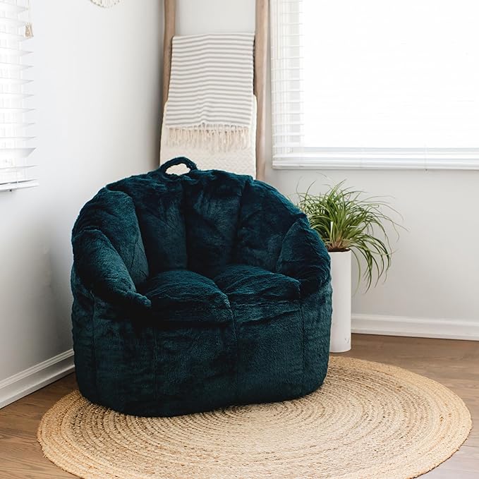 Big Joe Milano Bean Bag Chair for Kids, Ultra-Soft Emerald Plushie Polyester