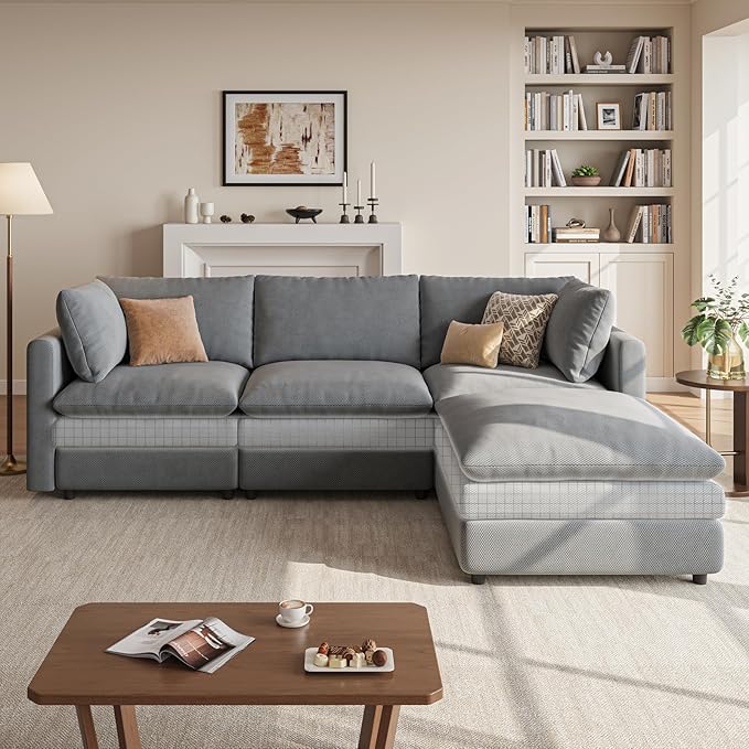 97" Cloud Couches for Living Room, 29.1" Deep Seat Modular Sectional Sofa