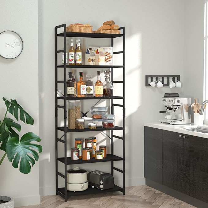NUMENN 6 Tier Bookshelf, Tall Bookcase Shelf Storage Organizer, Modern Book