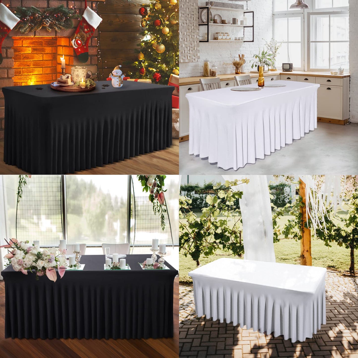 BDDC One-Piece Spandex Table Cover Skirt for 6FT Rectangle Tables