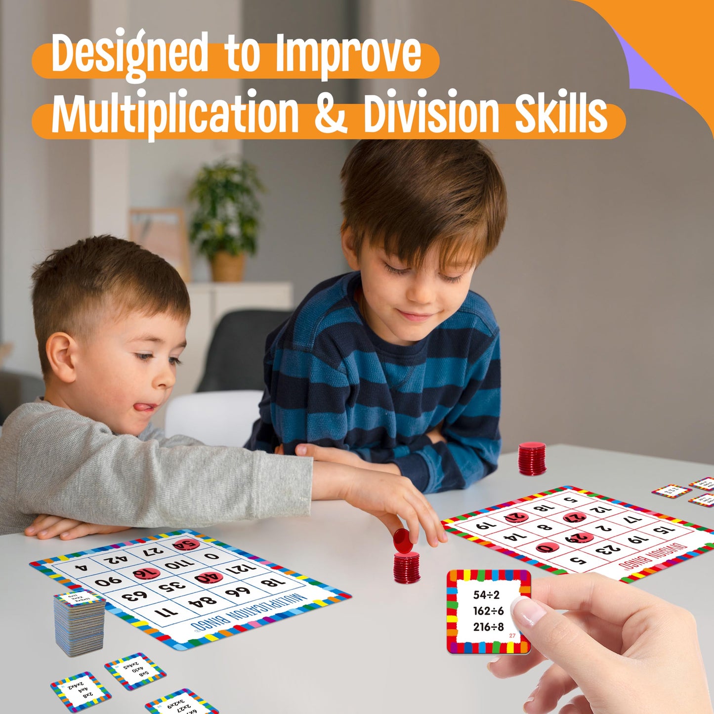 SpriteGru Multiplication & Division Bingo Game, 360 Math Problems, 2 Educational Math Board Game for Kindergarten and Preschool Kids, Perfect for Classroom & At Home