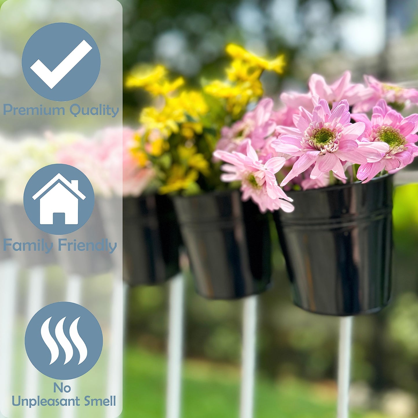 LaLaGreen Bundle- 10 Pack, 6 Inch Black + 10 Pack, 11.8 Inch White Metal Pot Wall Mount Hanging Window Flower Plant Herb Boxes Famhouse Style Balcony Garden Decor Outdoor Rail Fence Patio Porch Deck