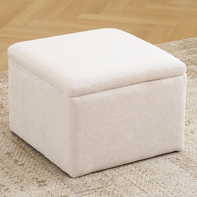 Cube Storage Ottoman, Chenille Ottoman Foot Stools, Ottoman Footstool