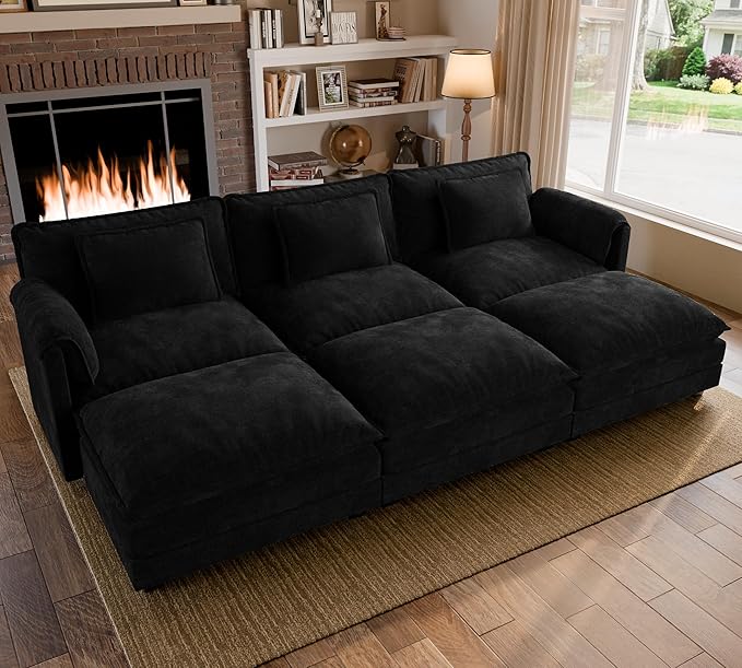 ELUCHANG 116" Luxury Modular Sectional Sofa, Comfy Deep Seat Cloud Couch