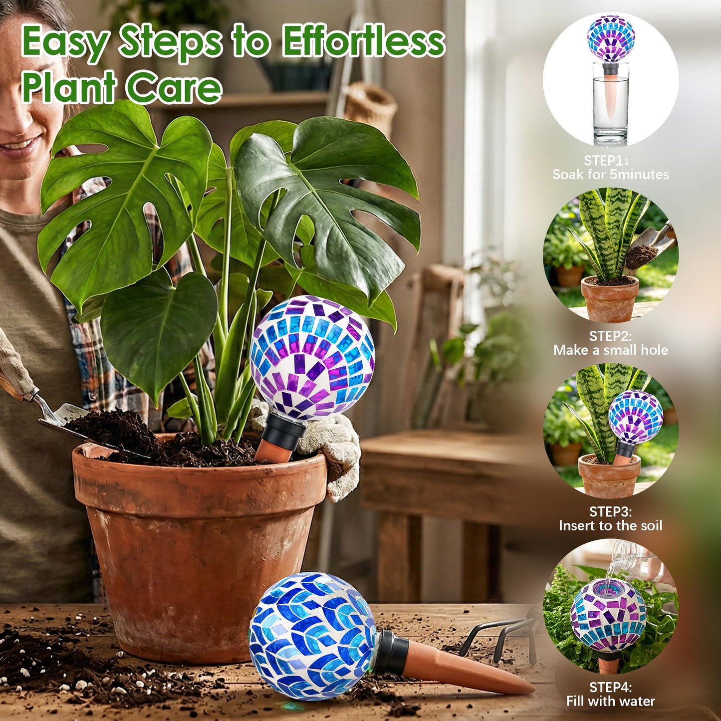 Chonsun Plant Watering Globe Large Self Watering Globes 2 Pack for Indoor Outdoor Plants Self Watering Planter Insert Watering Devices for Plant Lover Gifts