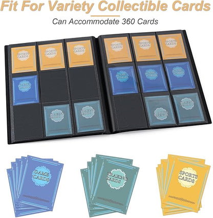 Card Binder 9 Pocket Storage 360 Card Binder,Trading Card Binder Senior and Sturdy Side-Loading Album,Intended For YuGiOh,MTG, TCG,Game Cards & Baseball Card Binde,(Green)
