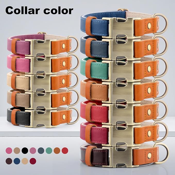 Plutus Pet Genuine Leather & Hemp Dog Collar – Adjustable Heavy Duty Pet Collar with Quick Release Metal Buckle, Soft & Stylish for Puppy and Small, Medium, Large Dogs (Burgundy, XS)