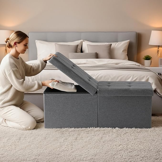 35-INCH Storage Ottoman Bench, Footrest