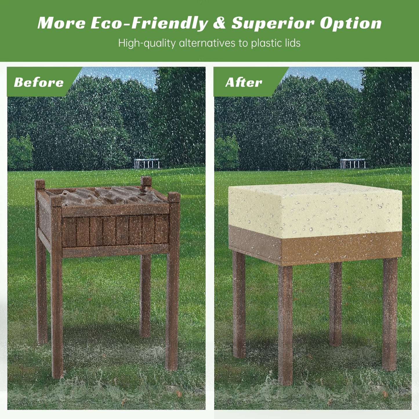 Decoroca 2’x2’ Planter Boxes Cover - Garden Covers for Raised Beds with All-Natural 600D Nylon & Water-Resistant Coating - Winter Plant Covers to Withstand Weed Seeds, Heavy Rain & Snowfall
