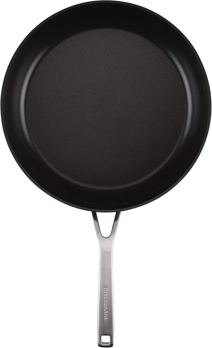 KitchenAid Hard-Anodized Induction Nonstick Frying Pan with Lid, 12.25-Inch, Matte Black