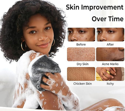 African Net Sponge Authentic - 2 Pieces Exfoliating Body Scrubber Bath Sponge - Washcloth Back Scrub for Shower Body Exfoliator - Face & Skin Care Bathroom Essentials for Women