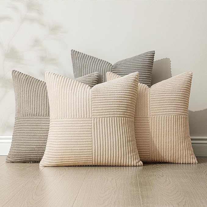 MIULEE Neutral Decorative Throw Pillow Covers 18x18 Inch Set of 4