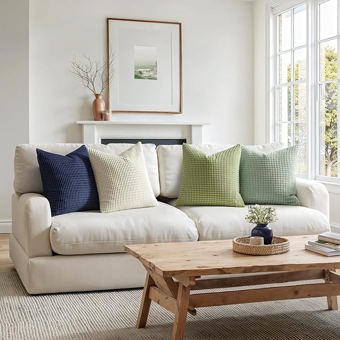 MIULEE Modern Farmhouse Decorative Spring Pillow Covers 20x20 Inch Set of 4