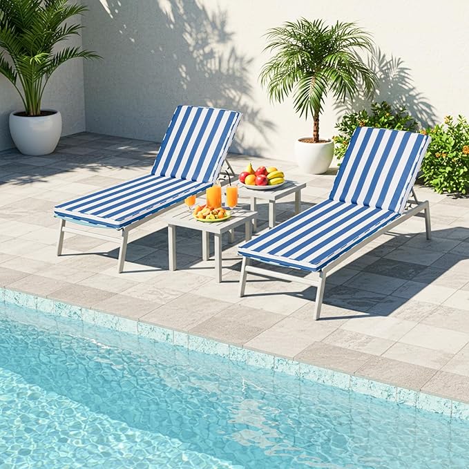 Chaise Lounge Cushions Outdoor Set of 2
