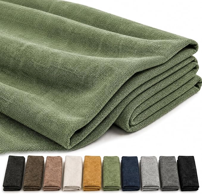 Mini Chenille Linen Blend Upholstery Fabric by the Yard, 57 Inch Wide Soft