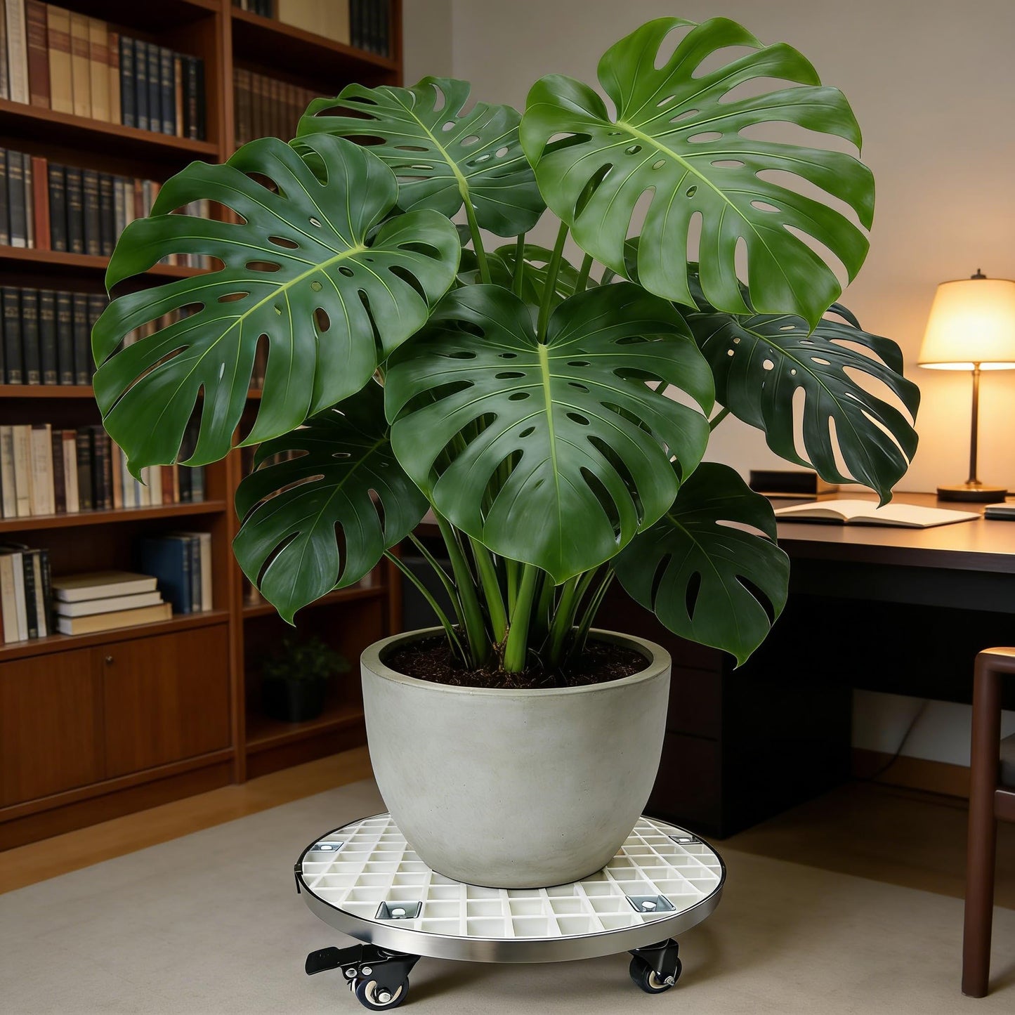 ARTLINE Heavy Duty Rolling Plant Stand with Lock Wheels - 23" Planter Caddy Roller Base for Large Potted Trees up to 800lbs - Indoor Outdoor Plant Dolly for Moving Heavy Items - White