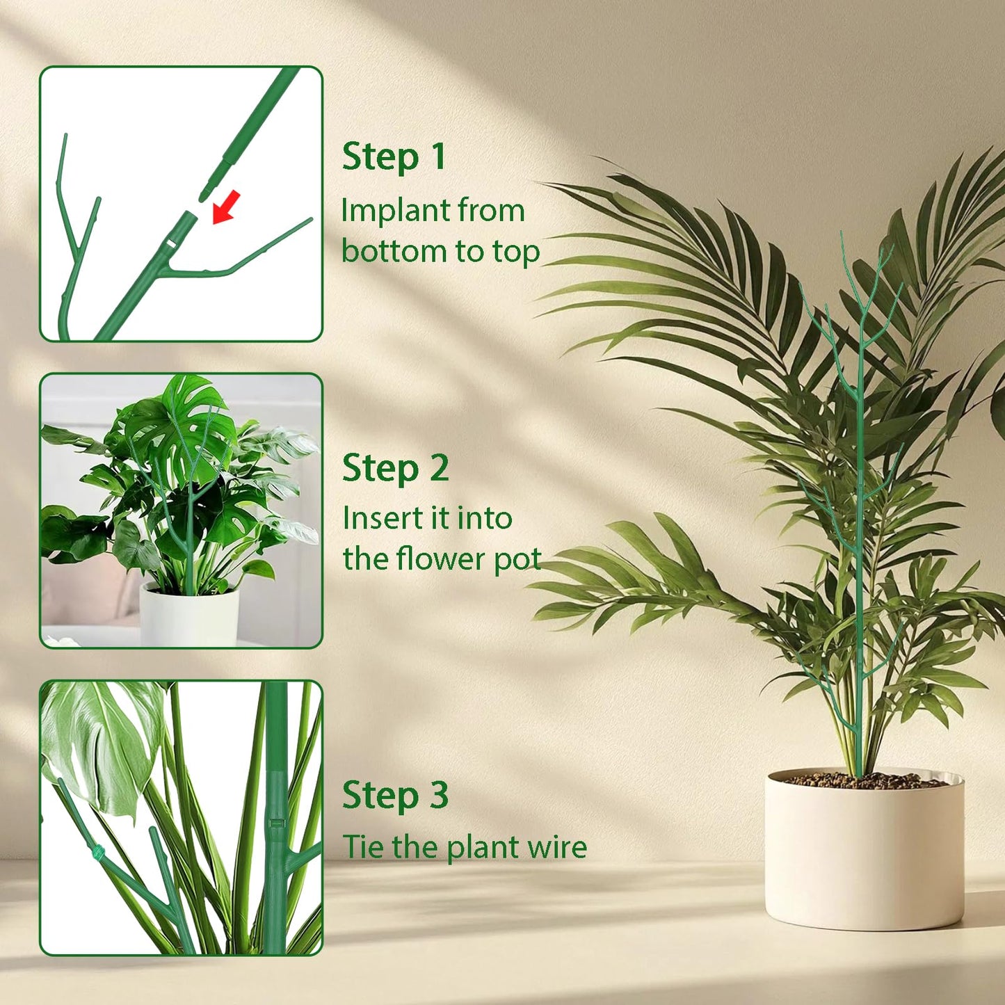 Obralitic 10 Pack Stackable Plant Supports Stakes, Sturdy Garden Trellis for Climbing & Vining Plants, Monstera, Pothos & Philodendron - Reusable Plant Stakes for Indoor & Outdoor Potted Plants