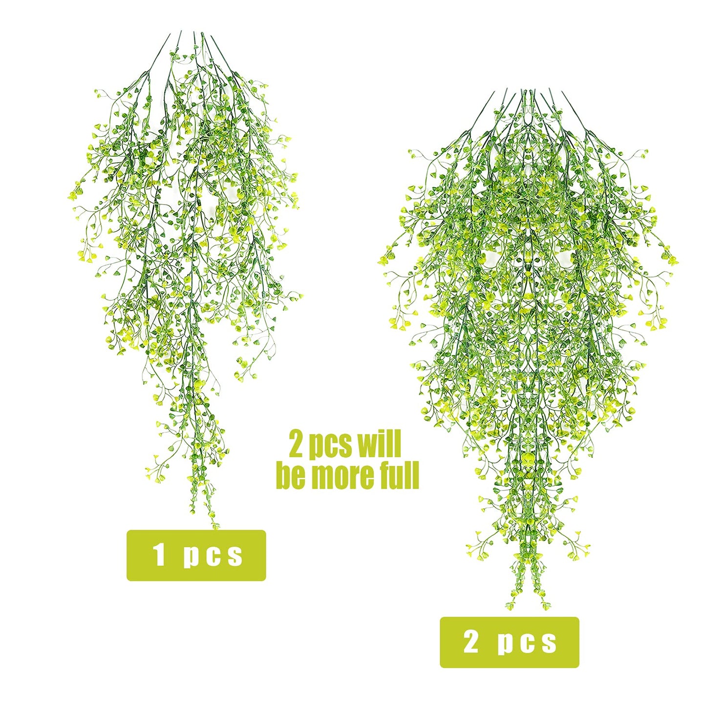 RECUTMS Artificial Plants Fake Hanging Plants for Outside Ivy Plant for Outdoor UV Resistant for Wall Indoor Hanging Baskets Wedding Garland Decor 4 Pack(Yellow 4P)
