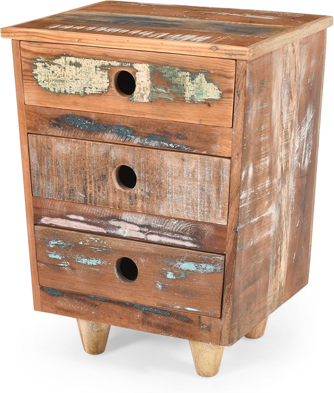 End Table Recycled Wood Nightstand, Side Table