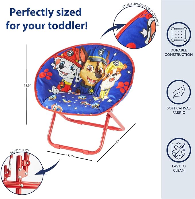 Paw Patrol Chase, Rubble and Marshall Toddler 19” Folding Saucer™ Chair