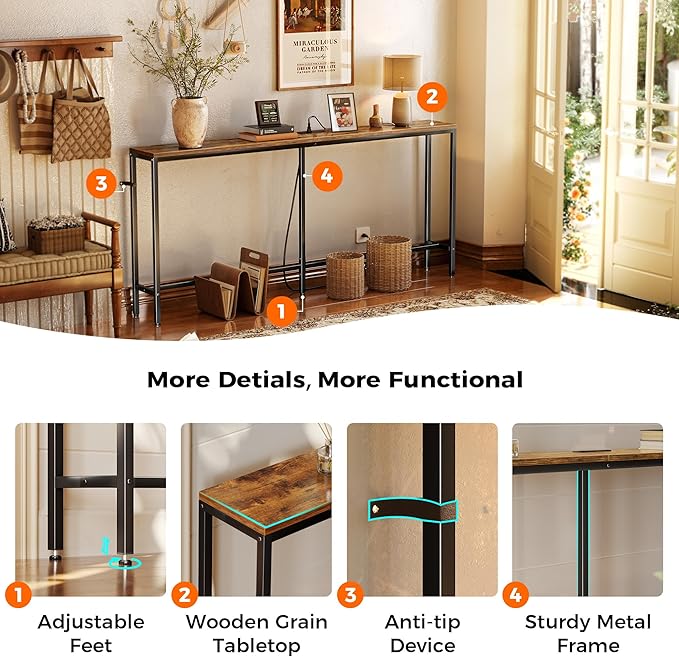SUPERJARE 70 Inch Console Table