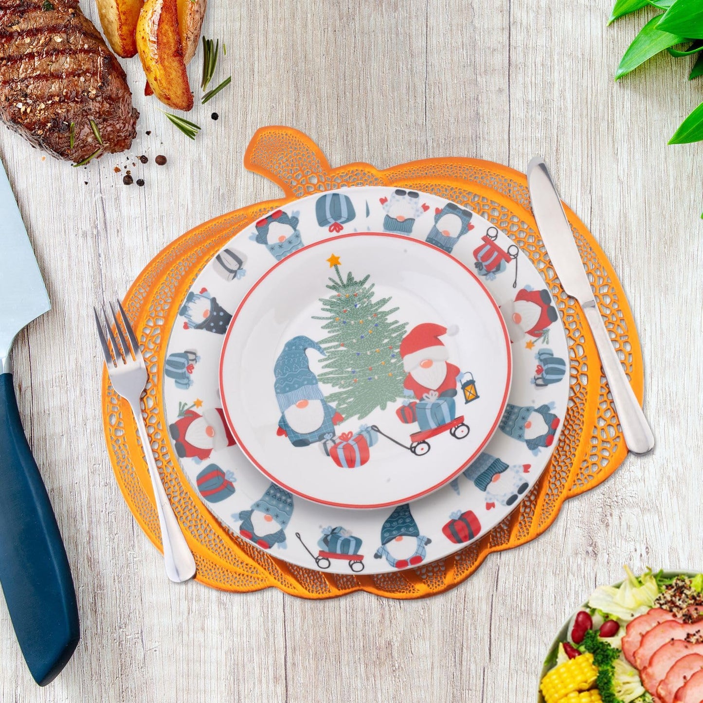 Pumpkin Placemats Set of 6，Harvest Placemats Fall Placemats Heat-Resistant for Thanksgiving,Halloween,Party and Wedding Table Decorations