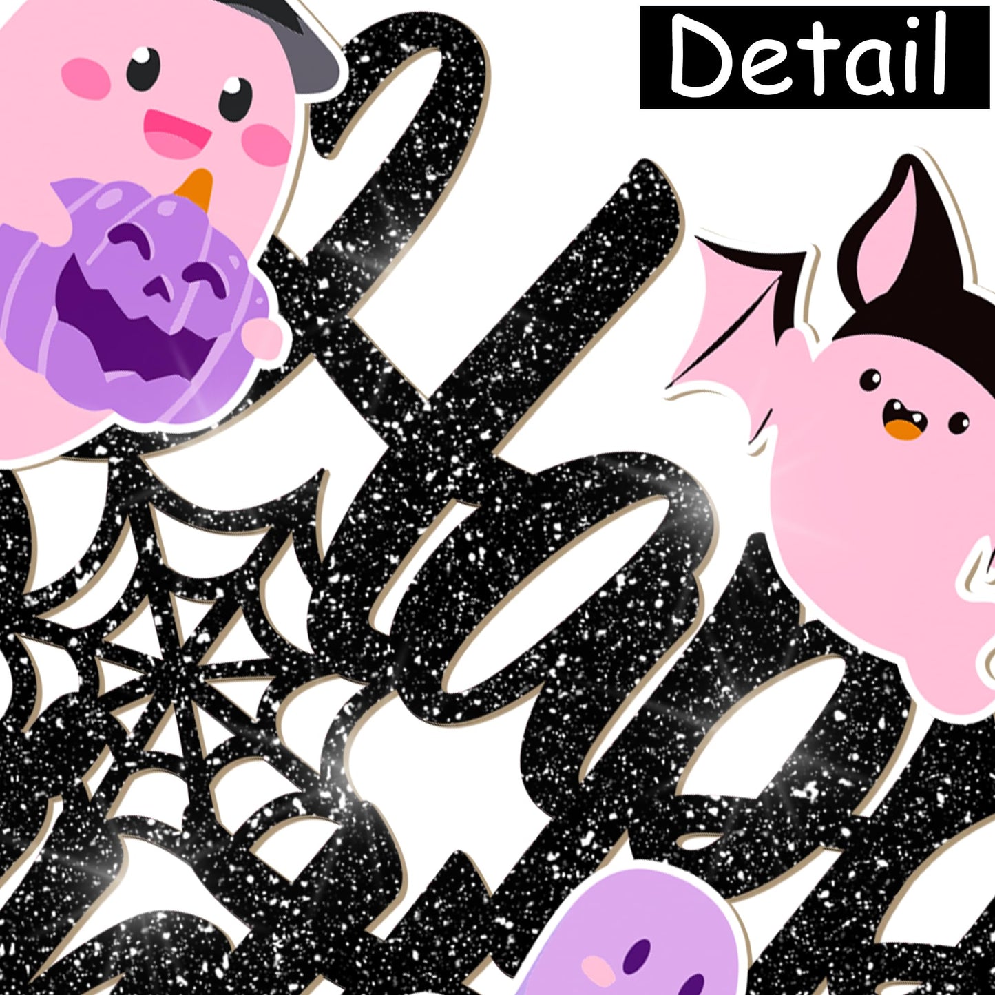 Halloween Ghost Happy Birthday Cake Topper Black Glitter Halloween Birthday Cake Decorations Pastel Ghost Cake Picks Ghosts Boo Day Baby Shower Decor for Birthday Party Supplies